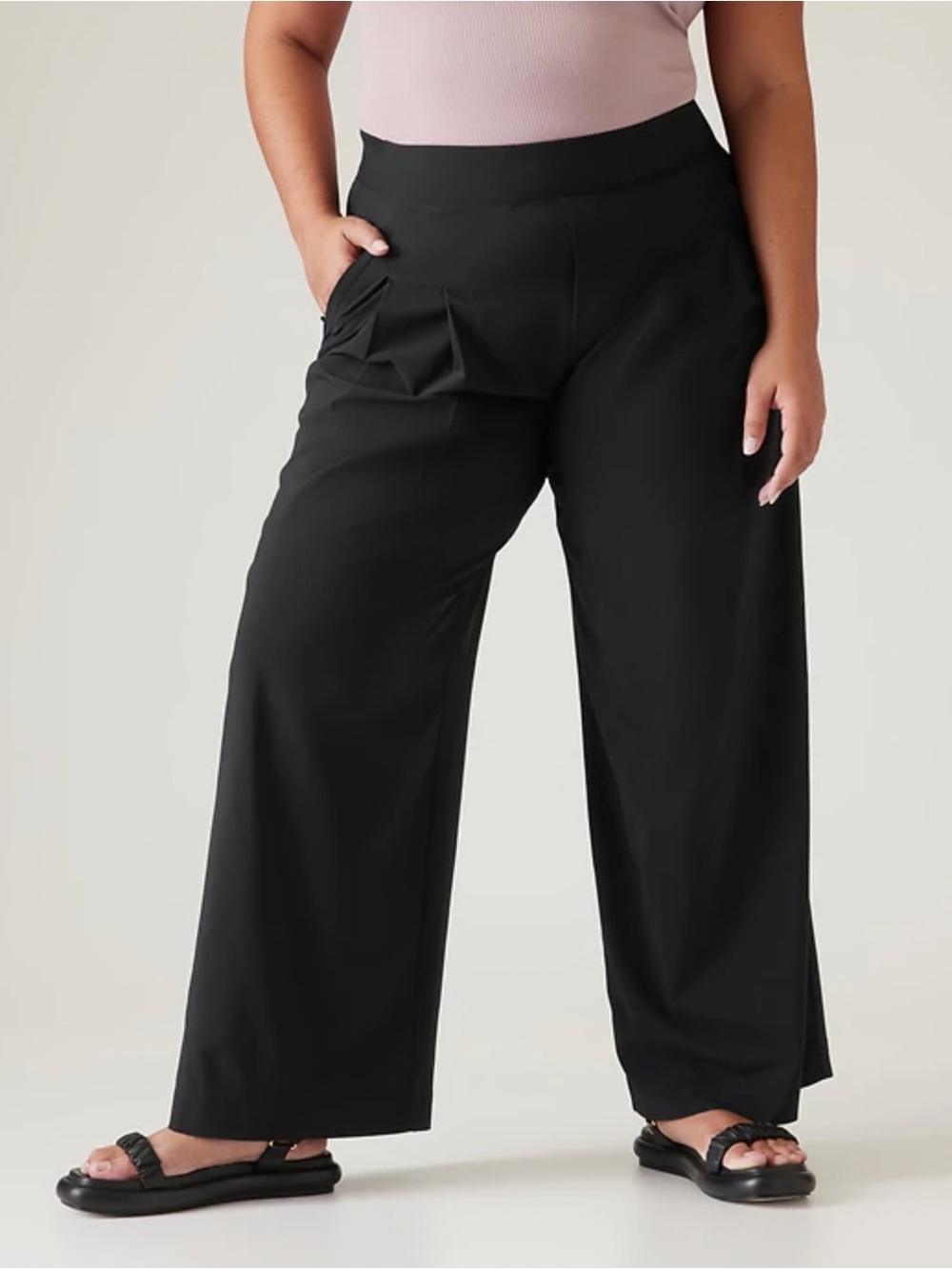 ATHLETA 'Brooklyn Heights Wide Leg Pants' in Black
